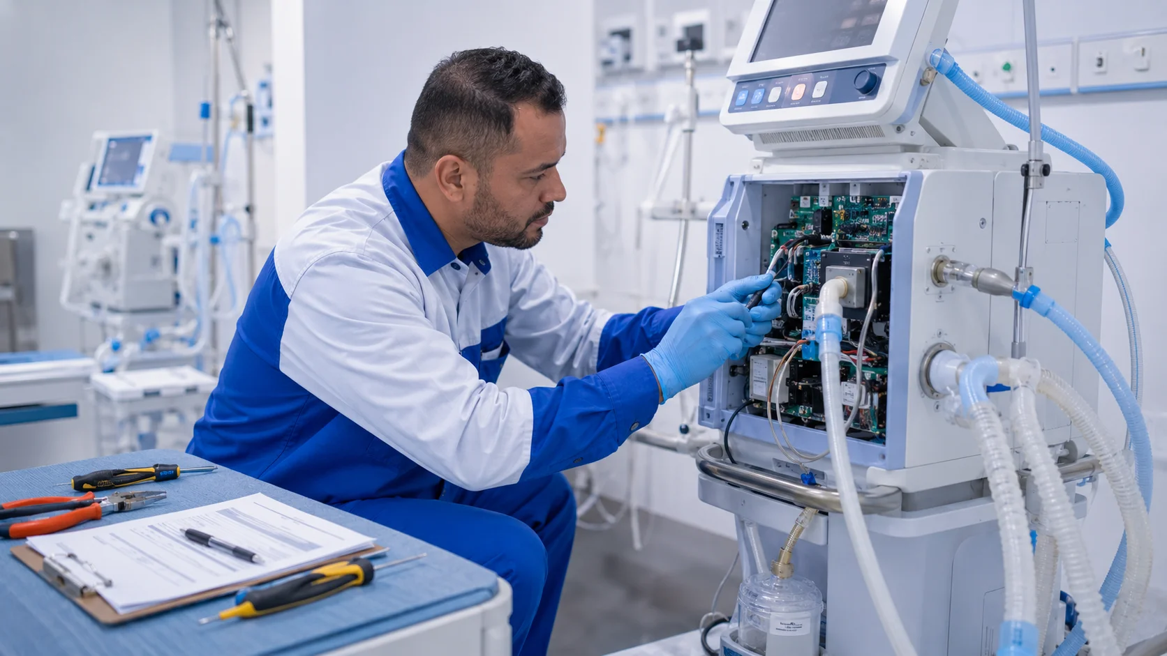 Manutenção corretiva de ventiladores pulmonares em hospital